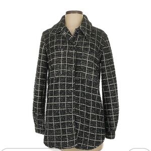 BB Dakota by Steve Madden Black Plaid Shimmer Shacket